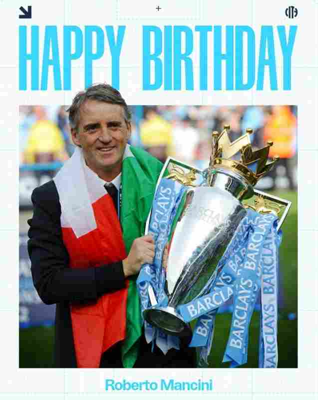 曾率隊奪得三項冠軍，曼城官推曬照祝名帥曼奇尼61歲生日快樂